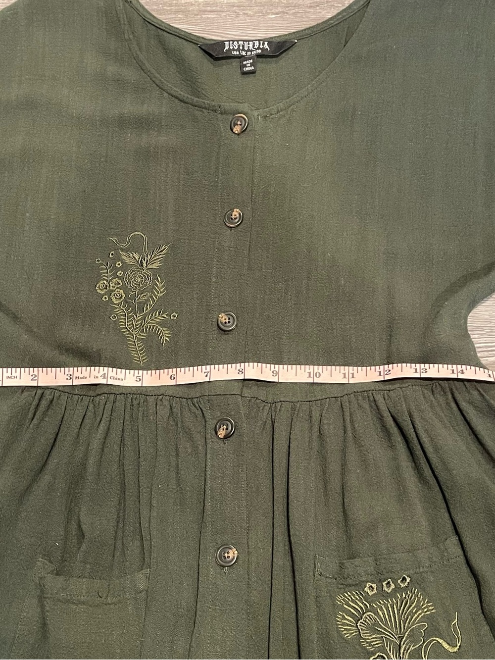 Disturbia Olive Green Button-Front Midi Dress - Picture 7 of 9